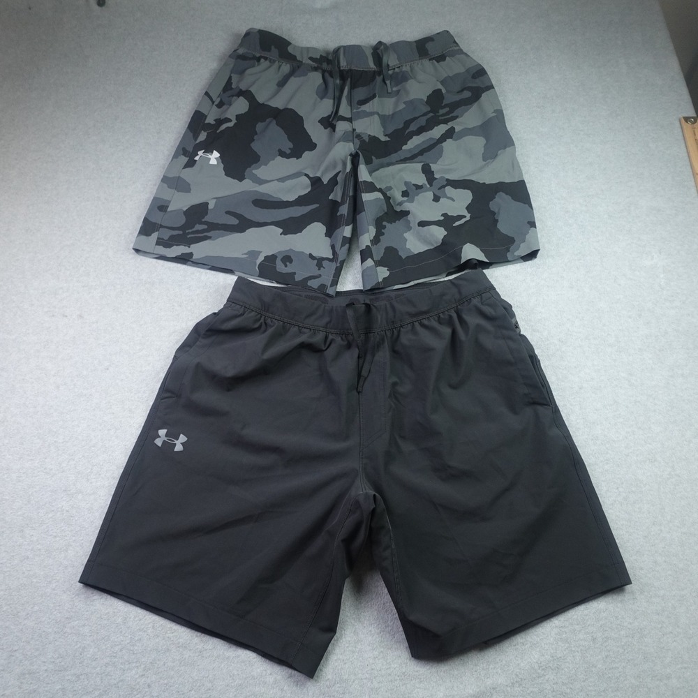 Under Armour Shorts Mens Large Black Gray Camo Storm HeatGear Athletic Lots of 2